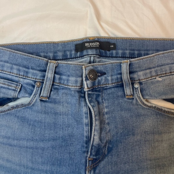 Hudson Jeans Low Rise Size 29 Blue Nico Straight Leg distress Med Wash Jeans - Picture 8 of 10